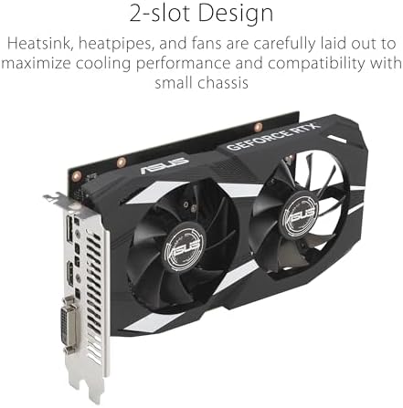 ASUS Dual NVIDIA GeForce RTX 3050 6GB OC Edition Gaming Graphics Card - PCIe 4.0, 6GB GDDR6 Memory, HDMI 2.1, DisplayPort 1.4a, 2-Slot Design, Axial-tech Fan Design, 0dB Technology, Steel Bracket