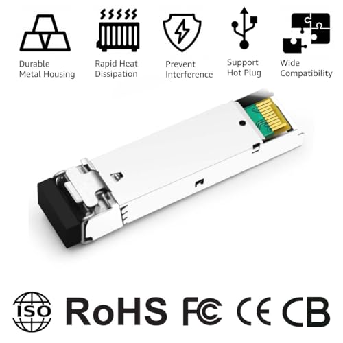1000BASE-SX SFP Optical Transceiver Module Compatible with HPE Aruba J4858D J4858DCM JL745A Q8N53A ProCurve J4858C J4858B J4858A 850nm 550m DDM Duplex LC MMF 10pcs/Pack