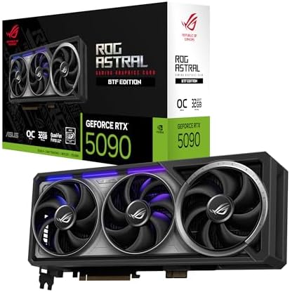 ASUS ROG Astral GeForce RTX 5090 White OC Edition Gaming Graphics Card (PCIe 5.0, 32GB GDDR7, HDMI/DP 2.1, 3.8-slot, 4fan design, Axial-tech fans, patented vapor chamber, Phase-change GPU thermal pad