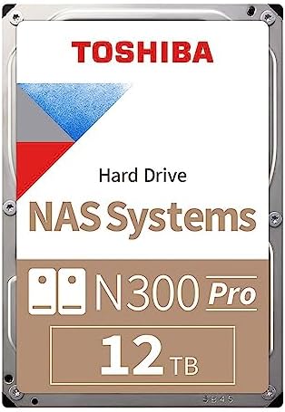 Toshiba N300 16TB NAS 3.5-Inch Internal Hard Drive - CMR SATA 6 GB/s 7200 RPM 512 MB Cache - HDWG51GXZSTA