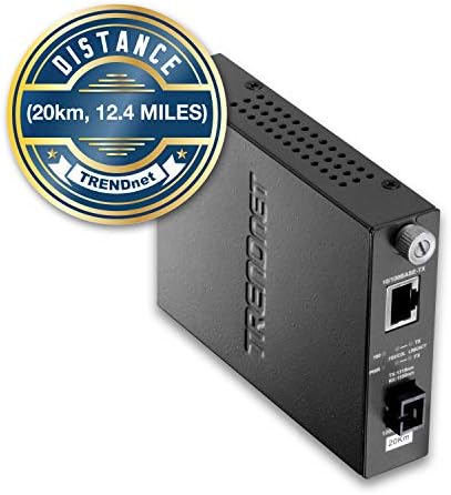 TRENDnet Intelligent 100Base-TX to 100Base-FX Dual Wavelength Single Mode SC Fiber Media Converter (20 km/12.4 Miles,Fiber Port, RJ-45, Fiber to Ethernet Converter Lifetime Protection, TFC-110S20D5i