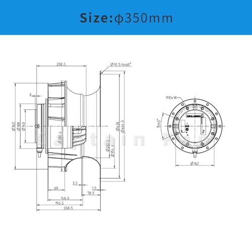 RH35Z-2EK.6N.XR Ziehl-abegg Fan 230VAC 3.20KW 14.0A Centrifugal Fan Replace RH35B-2EK.6N.2R