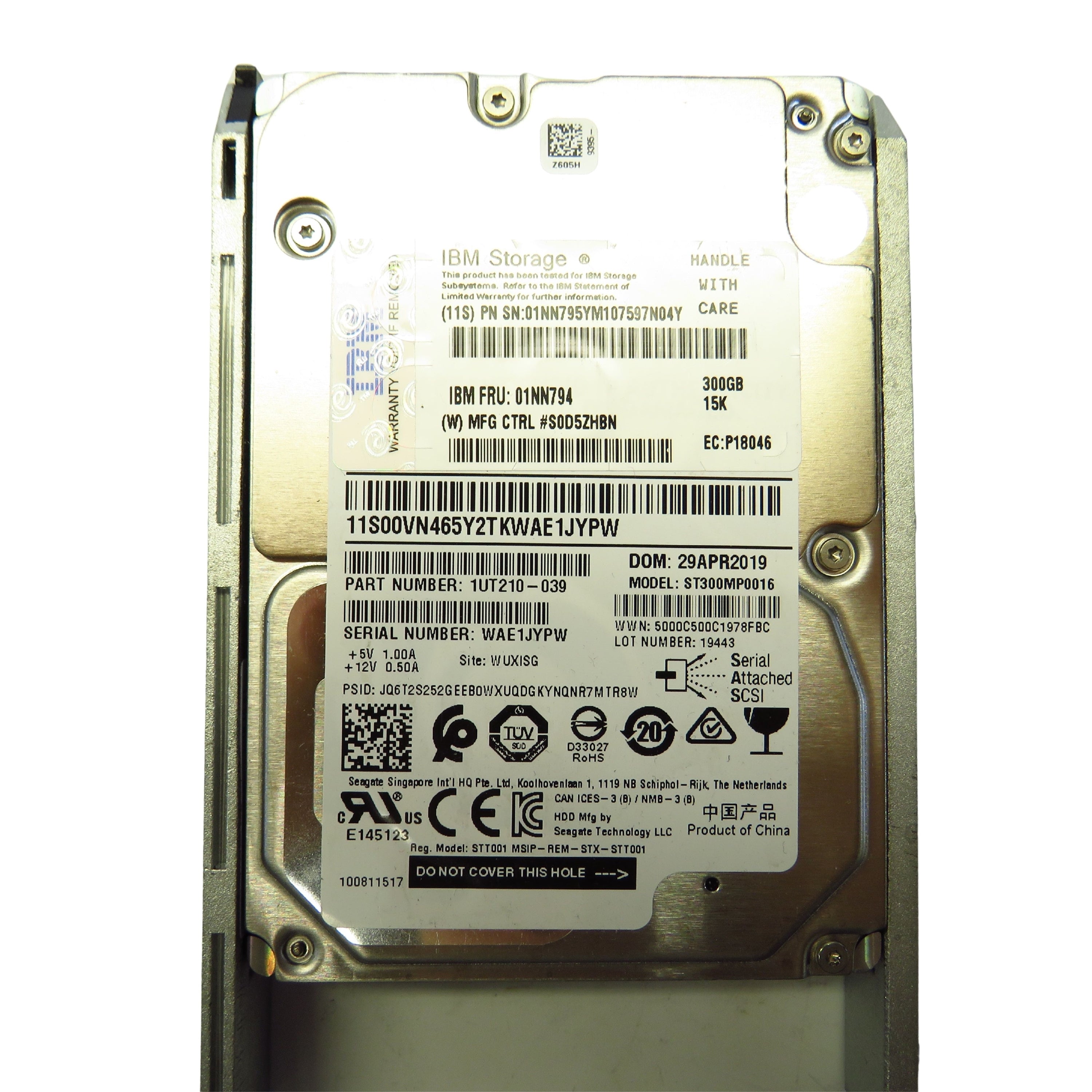 IBM 01NN794 01NN795 300GB 15K RPM 2.5" SAS 6Gbps SED HDD Hard Drive (Refurbished)