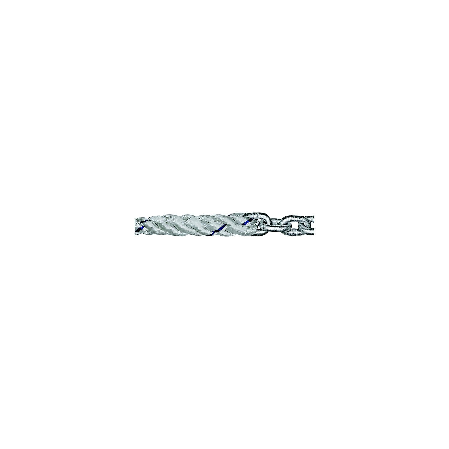 Titan Chain CAR3S58150H5150 Three Strand Anchor Rode, 5/8" x 150' Line, 5/16" x 50' Chain