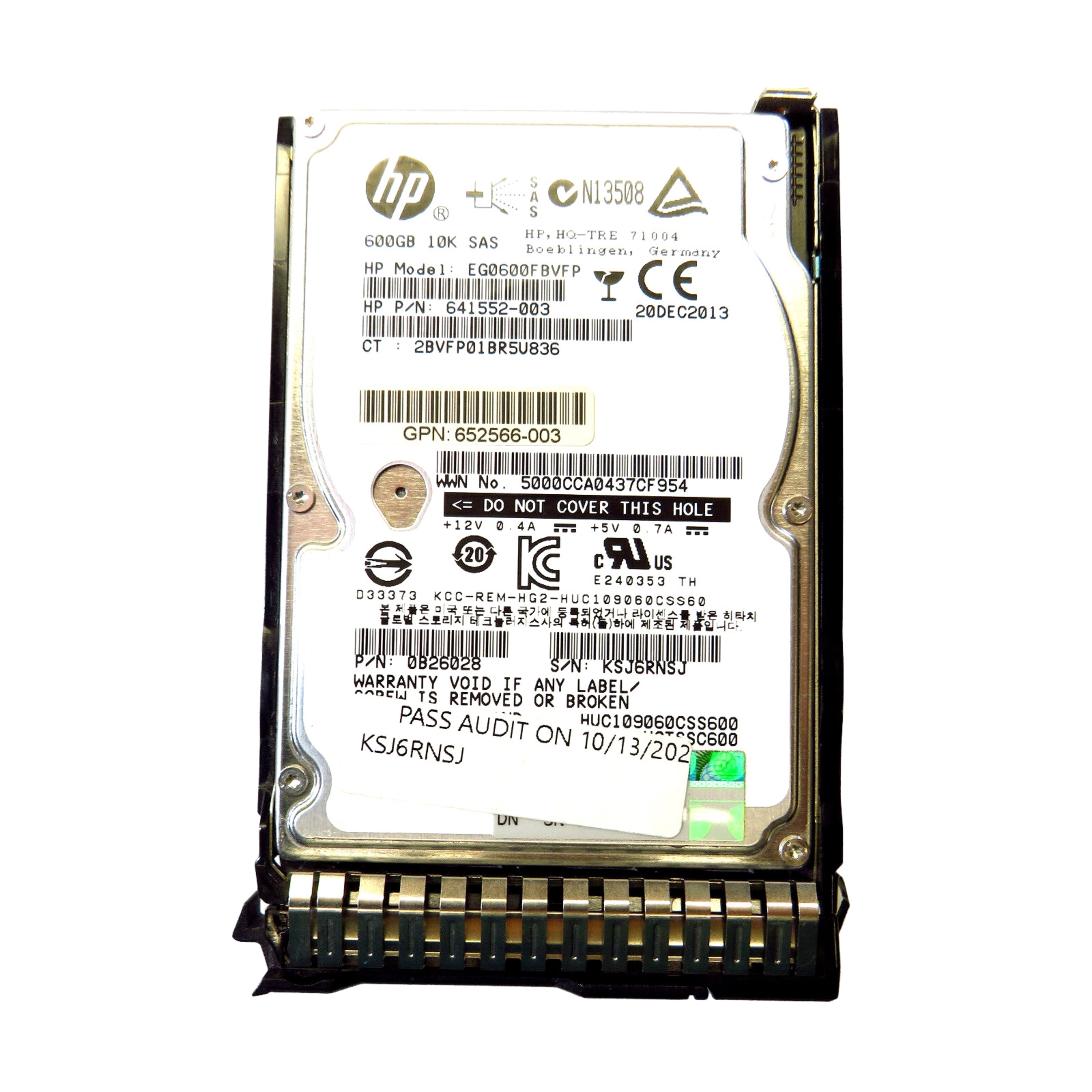 HP 653957-001 2.5" 600GB 10000RPM SAS 6Gb/s Hard Disk Drive (HDD), Silver (Refurbished)