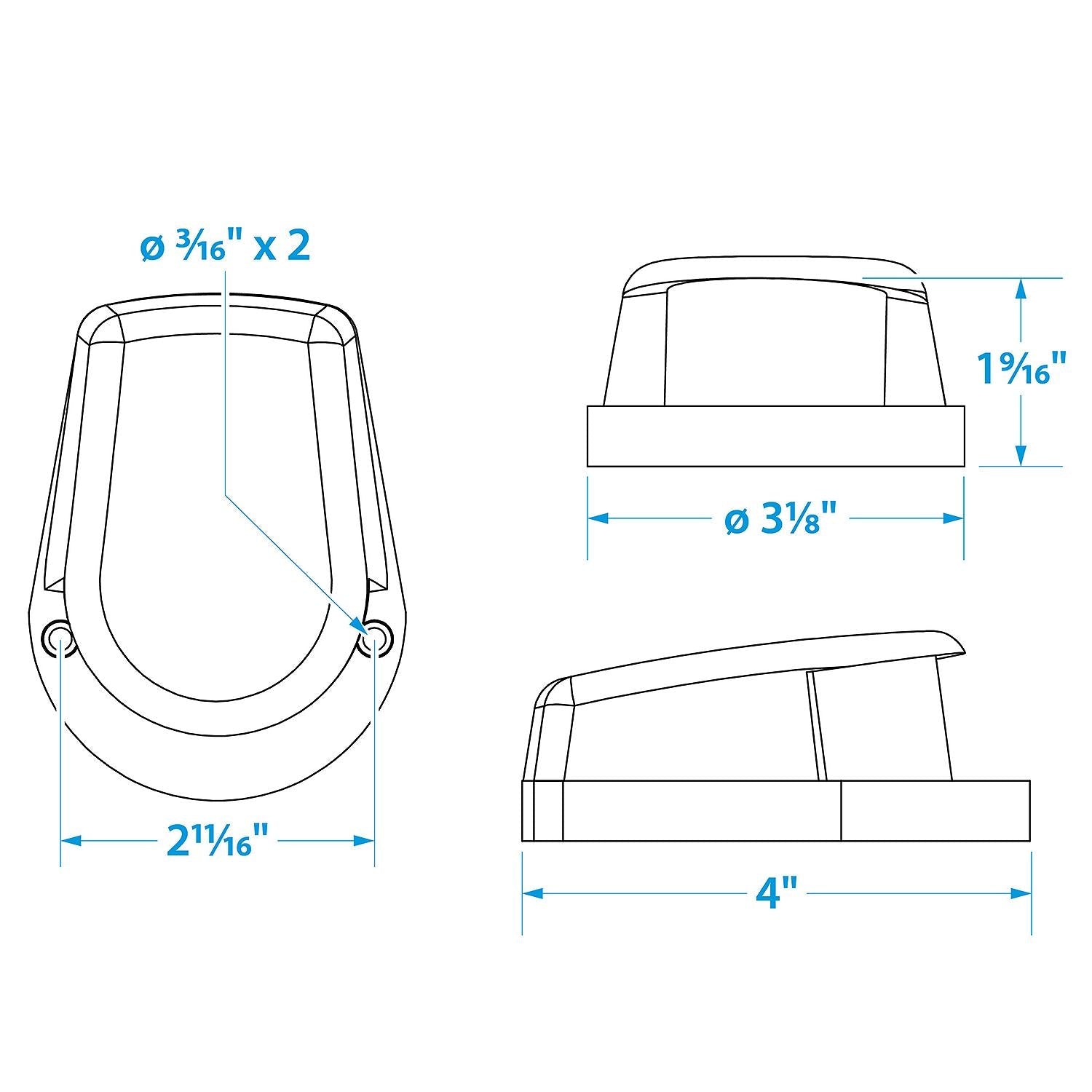 Seachoice Bow Light Marine Navigation, Horizontal Mount, Bi-Color, Boats Under 39 Feet