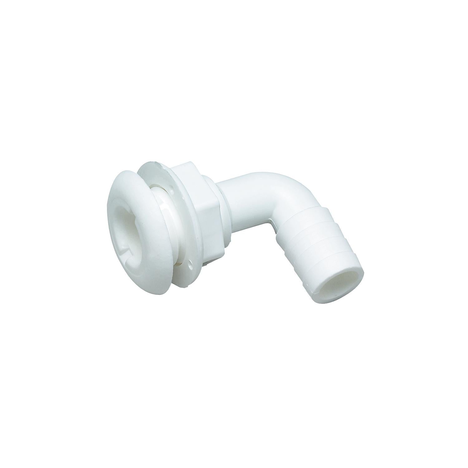 Seachoice 50-18131 90-Degree Angled Thru-Hull Connector, White Finish, 0.75 in.