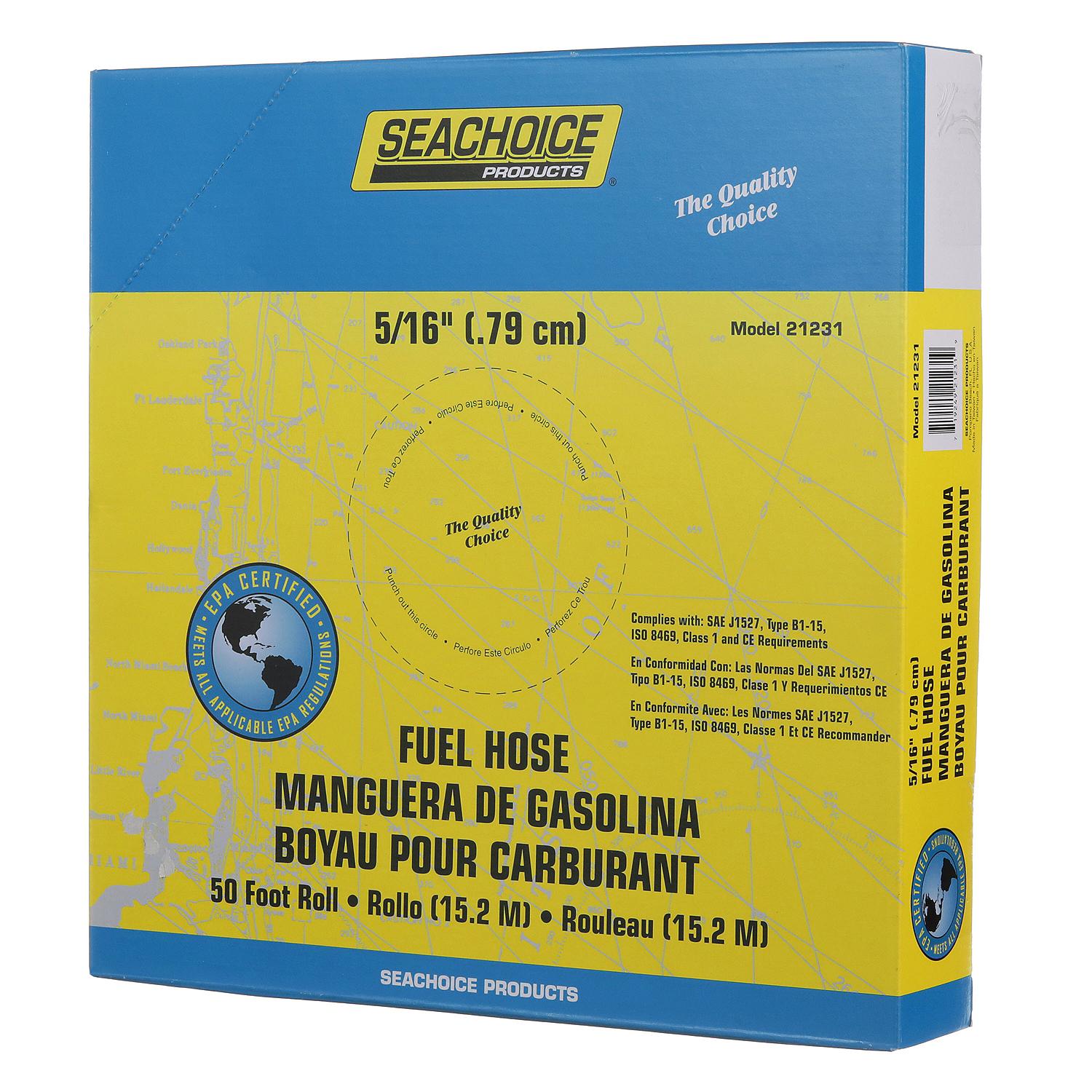 Seachoice Fuel Hose EPA Compliant, for Repair & Replacement on Outboard Engines, Type B, 50'