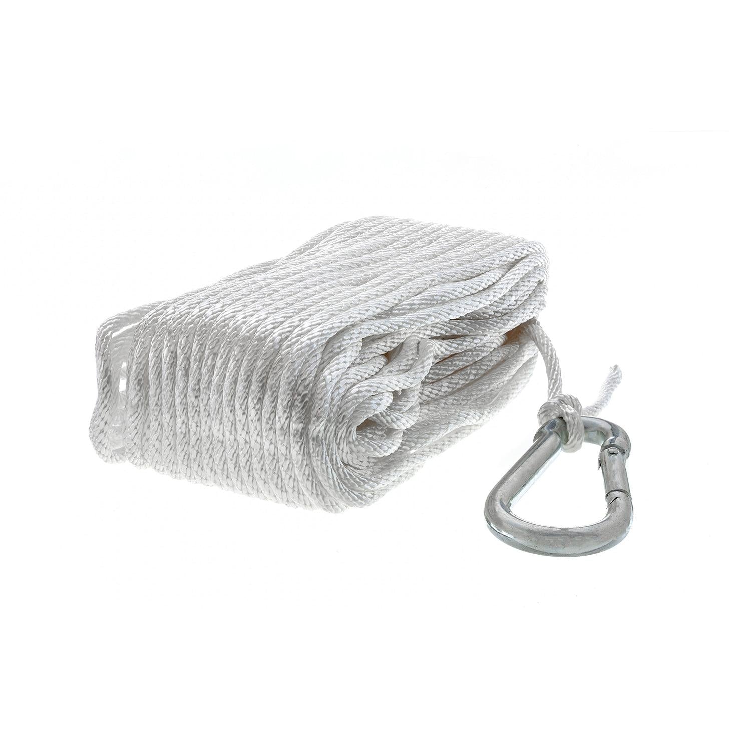 Seachoice 40221 Solid-Braid Nylon Anchor Line, White, 3/16" x 100'