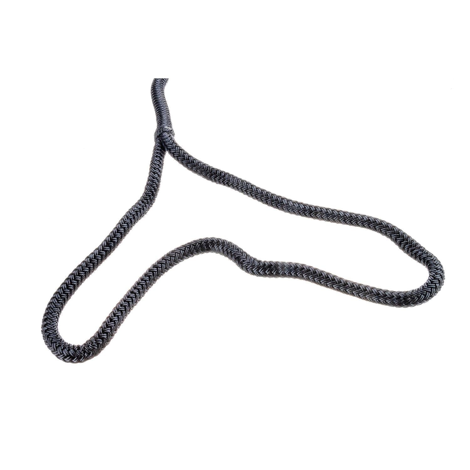 Seachoice Double-Braid Nylon Dock Line w/ Eye Splice, Pre-Shrunk, Heat Stabilized, 3/8 In. X 15 Ft., Black