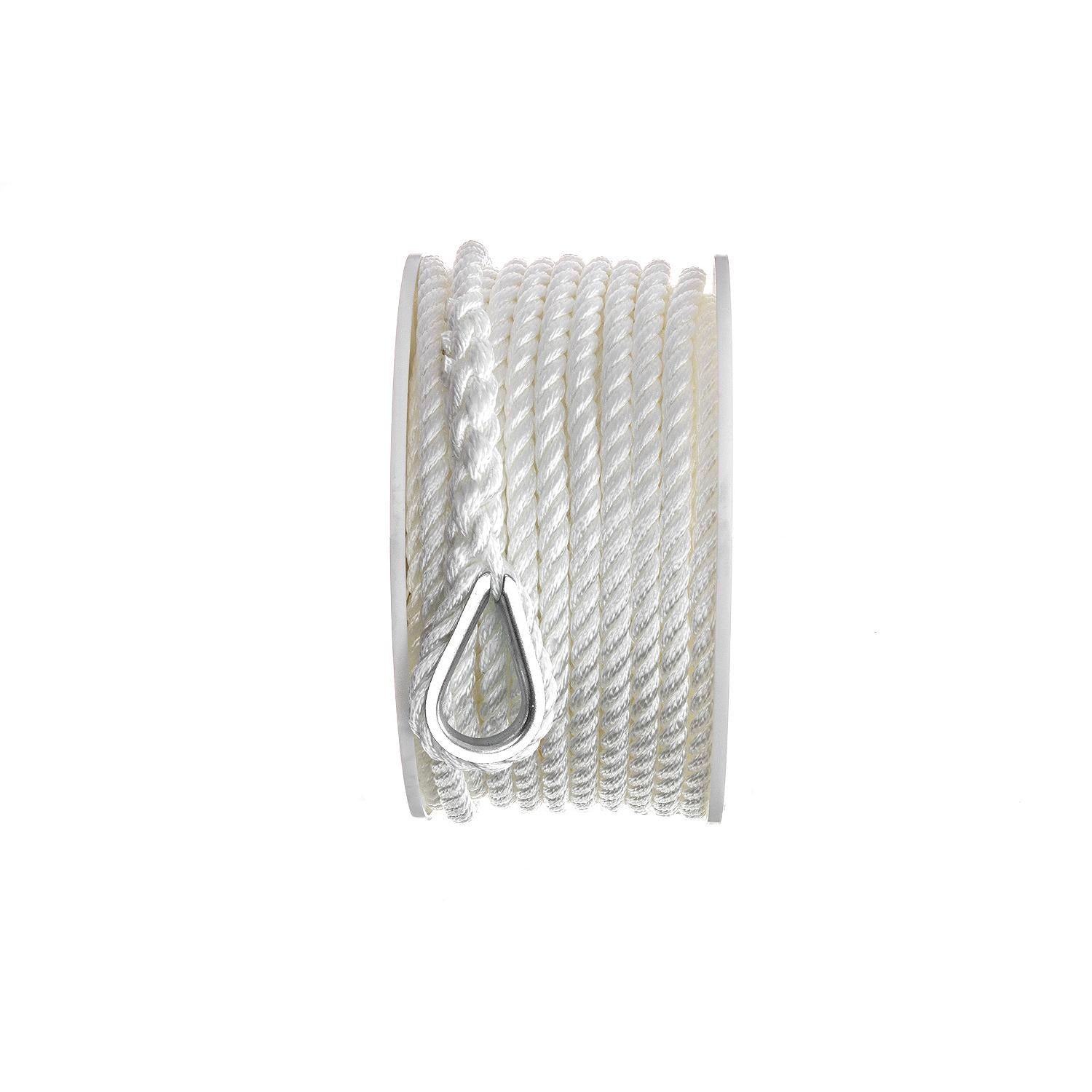 Seachoice 40711 3-Strand Twisted Nylon Anchor Line White, 3/8" x 100'