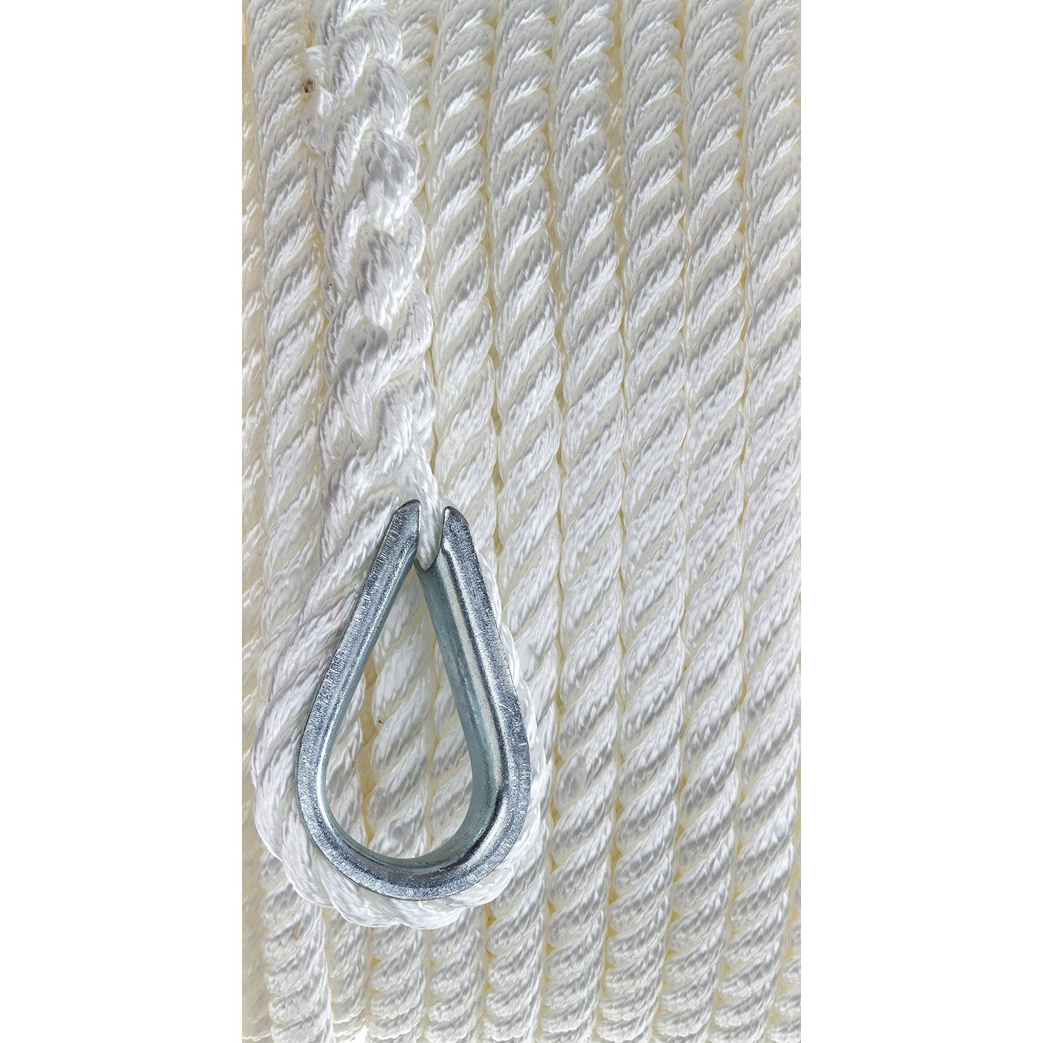 Seachoice 40721 3-Strand Twisted Nylon Anchor Line White, 3/8" x 150