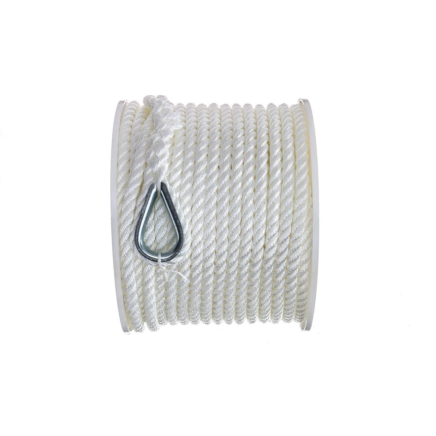 Seachoice 40721 3-Strand Twisted Nylon Anchor Line White, 3/8" x 150