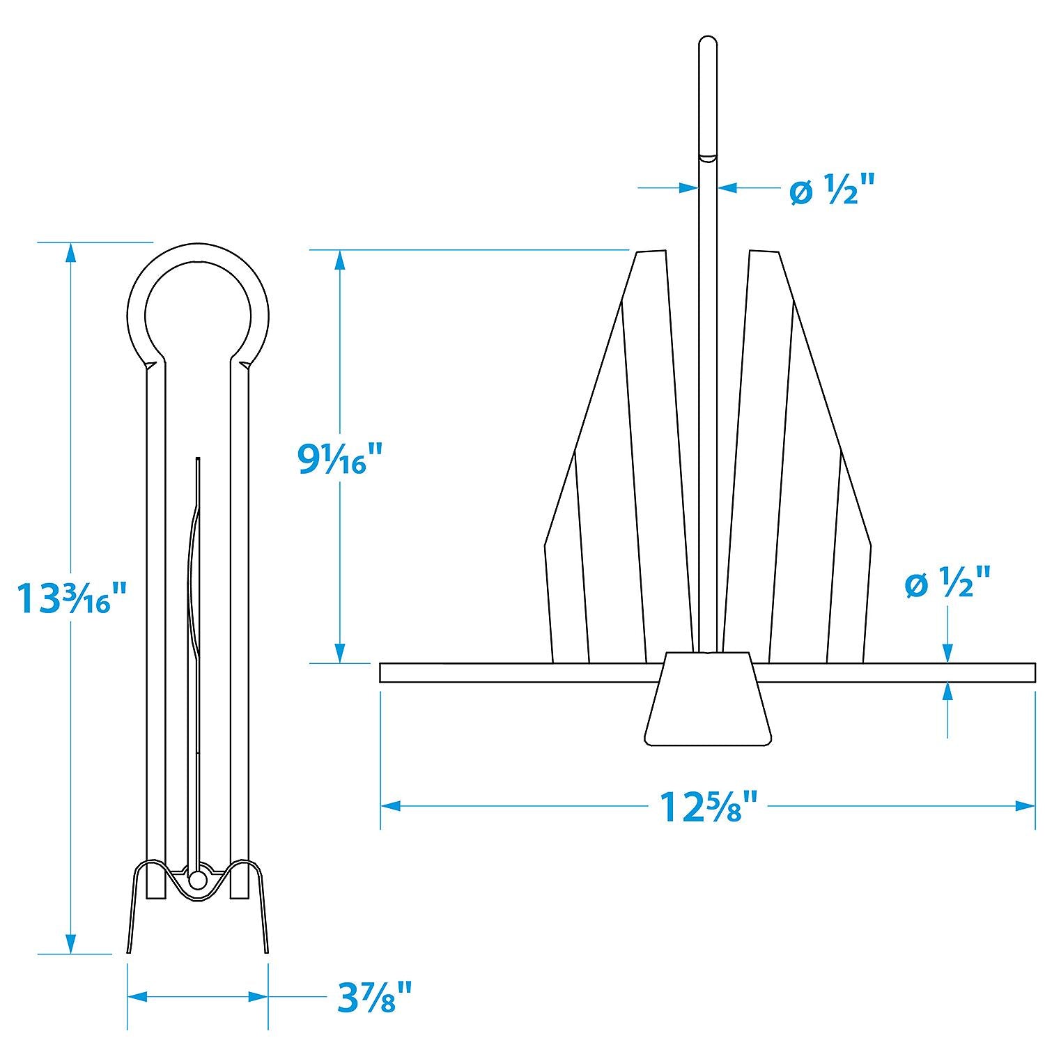 Seachoice 41610 Hot Dipped Galvanized Utility Anchor, Size 7E