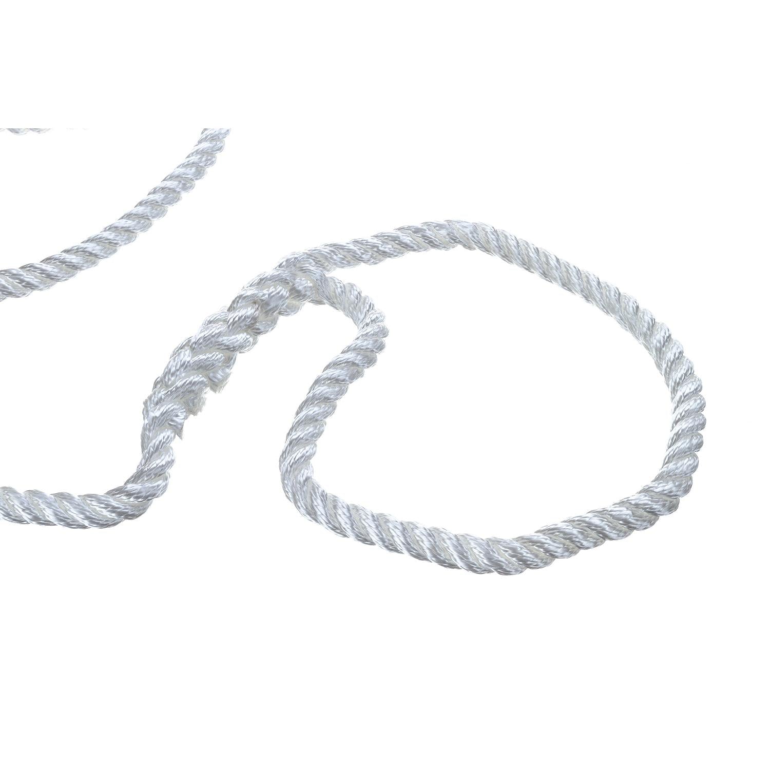 Seachoice 42571 3-Strand Twisted Nylon Dock Line, 1/2" x 25', White