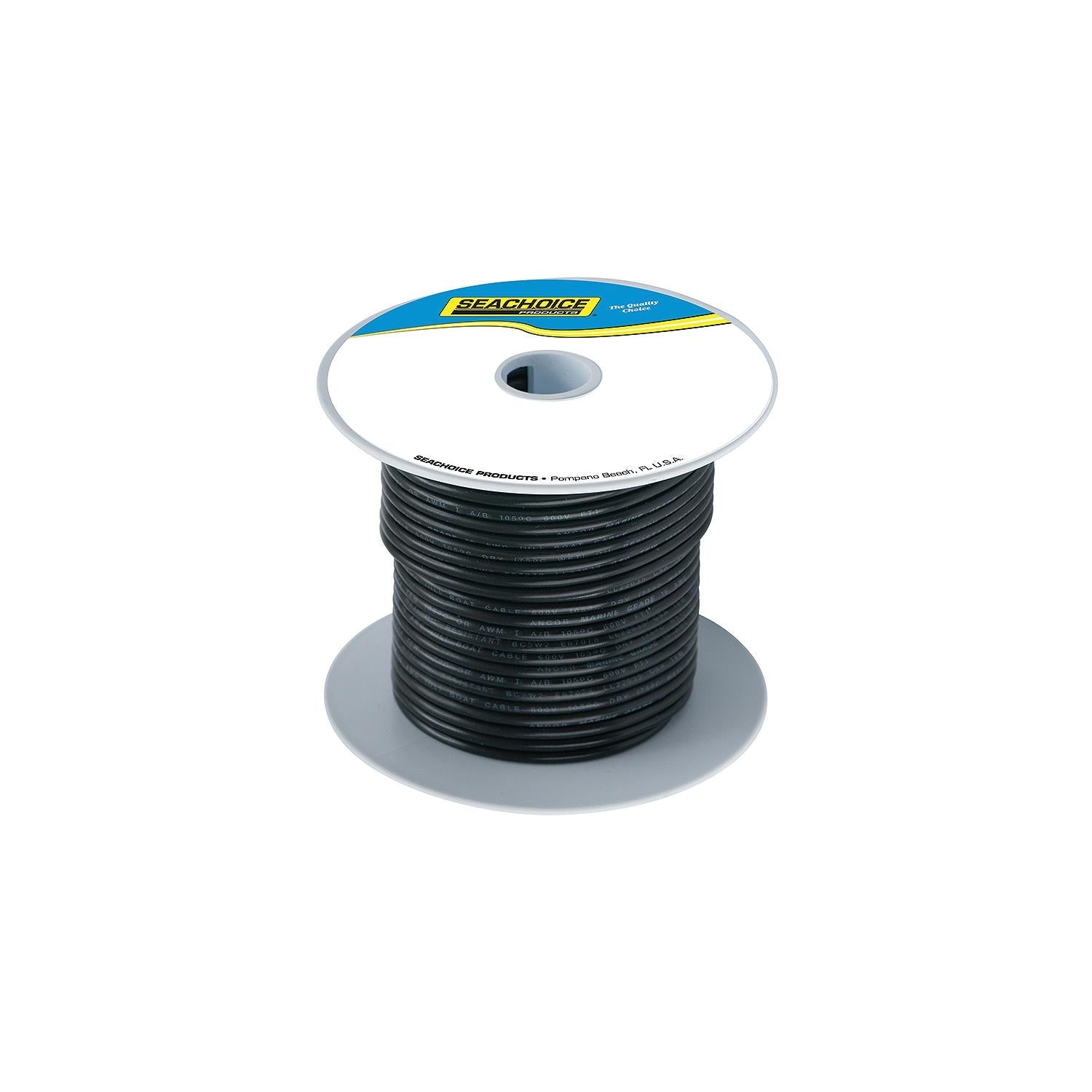 Seachoice 50-63027 Tinned Copper Marine Wire, 4 AWG, Black, 50'