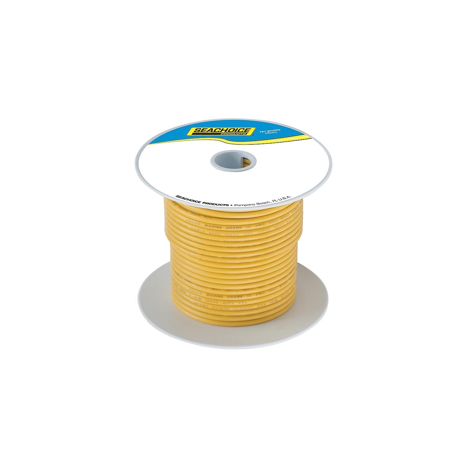 Seachoice 50-63107 Tinned Copper Marine Wire, 14 AWG, Yellow, 100'