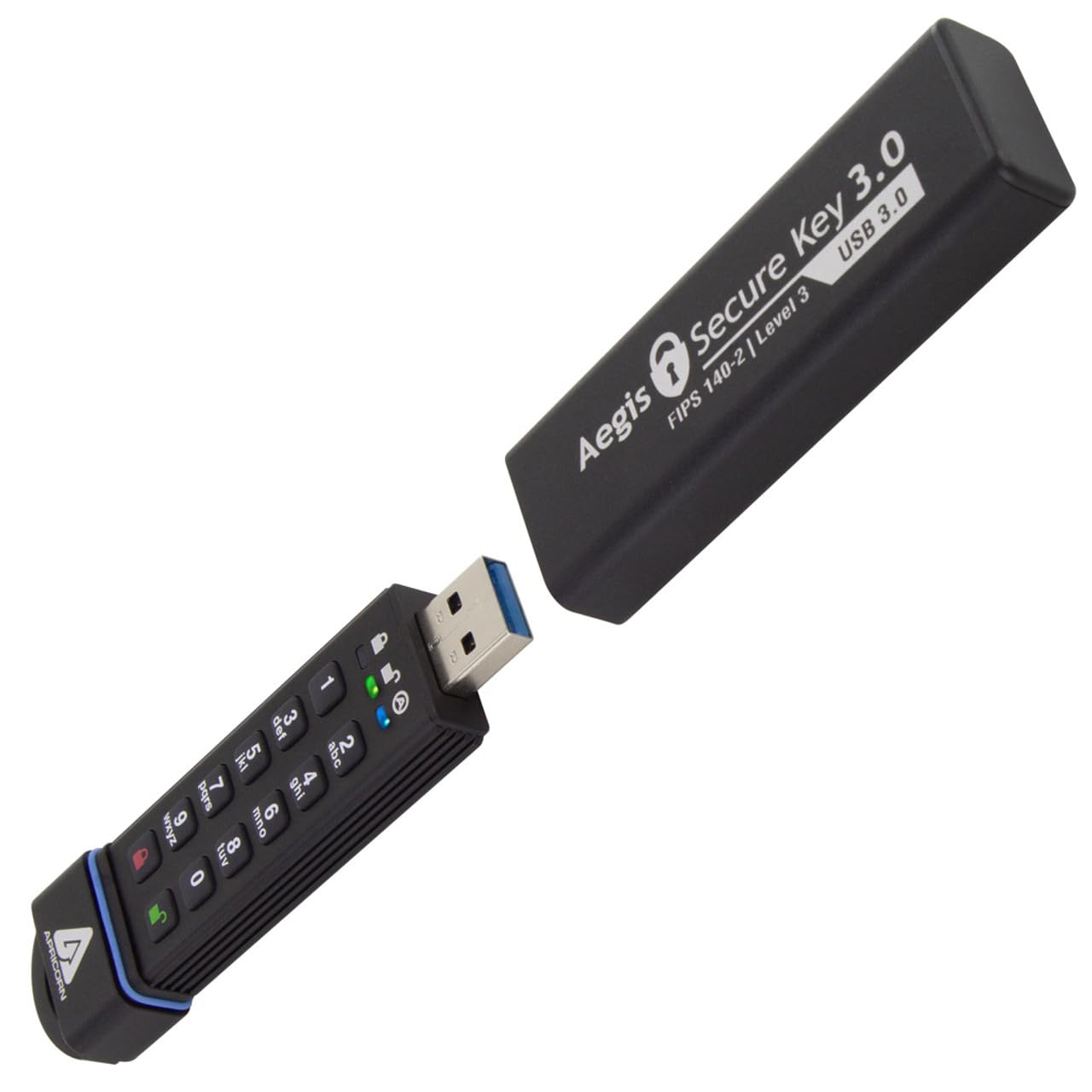 Apricorn 30GB Aegis Secure Key FIPS 140-2 Level 3 Validated 256-bit Encryption USB 3.0 Flash Drive (ASK3-30GB)