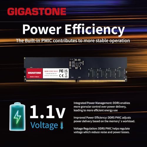 【DDR5 RAM】 GIGASTONE 32GB Kit (2x16GB DDR5 4800MHz PC5-38400 CL 40-40-40-77 1.1V UDIMM 288 Pin Unbuffered Non ECC PC Desktop Memory Module Upgrade