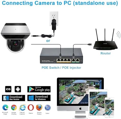 4K 8MP Mini PTZ Dome PoE IP Camera Outdoor Pan Tilt 5X Optical Zoom, 2.7-13.5mm Motorized Varifocal Lens, H.265, Ceiling/Wall Mounting, Compatible with Uniview NVR, NDAA