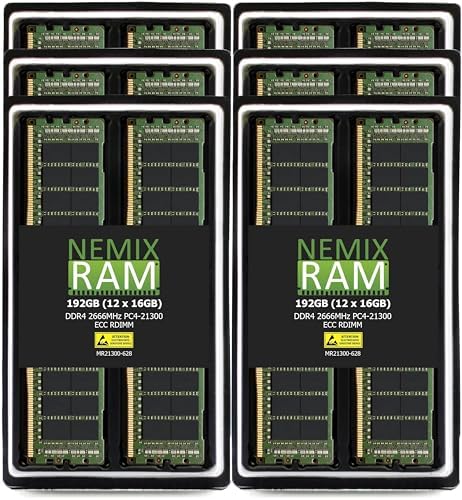 NEMIX RAM 32GB (2X16GB DDR4 2666MHZ PC4-21300 2Rx8 1.2V CL19 288-PIN ECC RDIMM Registered Server Memory KIT