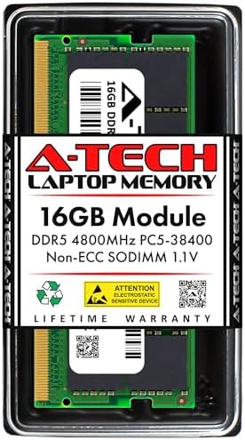 A-Tech 32GB Kit (2x16GB DDR5 4800MHz PC5-38400 CL40 SODIMM 1.1V Non-ECC Unbuffered SO-DIMM 262-Pin Laptop Computer RAM Memory Upgrade Modules