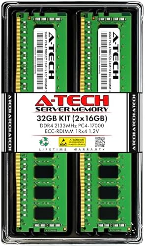 A-Tech 64GB Kit (2x32GB DDR4 2400MHz PC4-19200 ECC RDIMM 2Rx4 Dual Rank 1.2V ECC Registered DIMM 288-Pin Server & Workstation RAM Memory Upgrade Modules (A-Tech Enterprise Series