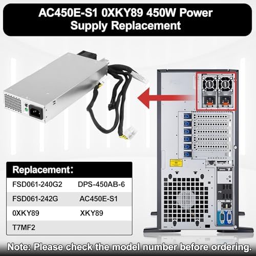 AC450E-S1 XKY89 450W Dell Power Supply Compatible with DELL PowerEdge T440 T430 T420 T320 R430 R440 R530 R540 Replaces T7MF2 FSD061-240G2 DPS-450AB-6 FSD061-242G【18pin+10pin*2+8pin】