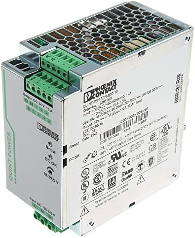 PHOENIX CONTACT QUINT-PS/1AC/24DC/10 (2866763), DIN Rail MOUNTING, Input: 2.8-1.2 AMP 1 Phase 100-240 VAC 50/60 HZ, Output: 10 AMP 24 VDC, Power Supply, Screw Connection|B0028YQNTI