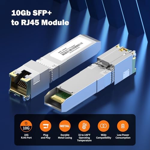 [4 Pack] 10Gb SFP+ to RJ-45 Module Transceiver 98Ft (30m, SFP+ Copper Ethernet for CAT6a /7 Transceivers Compatible with 5Gb/ 2.5Gb/ 1Gb, NOT Compatible with Brand Dell, Aruba, HP, H3C