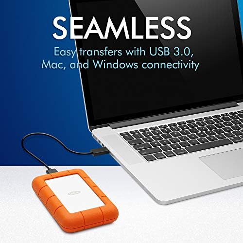 LaCie Rugged Mini 2TB External Hard Drive Portable HDD - USB 3.0/ 2.0 Compatible, Drop Shock Dust Rain Resistant Shuttle Drive, For Mac And PC Computer (LAC9000298, orange