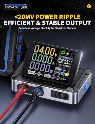 FNIRSI DPS-150 DC Power Supply Variable, 0-30V 0-5A Adjustable DC CNC Power Supply with 4-Digit IPS Display, <20mV Power Ripple, PD/QC/DC Input, PC Programmable Regulated Switching Power Supply