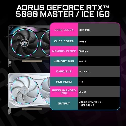 GIGABYTE GeForce RTX 5080 Gaming OC 16G Graphics Card, WINDFORCE Cooling System, 16GB 256-bit GDDR7, GV-N5080GAMING OC-16GD Video Card