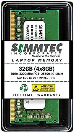 Simmtec RAM 64GB (2x32GB DDR4 3200MHz SODIMM PC4-25600 (PC4-3200AA CL22 1.2V Non-ECC SO-DIMM 260 Pin - Laptop, Notebook & AIO Computer Memory Upgrade Kit