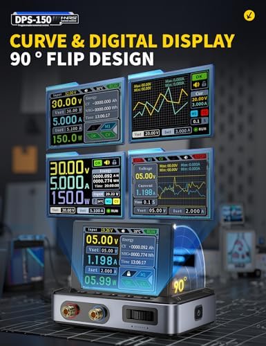 DPS-150 DC Power Supply Variable, 30V 5A Adjustable DC CNC Power Supply with 4-Digit IPS Display, <20mV Power Ripple, PD/QC/DC Input, PC Programmable Switching Power Supply (NO Power Adapter