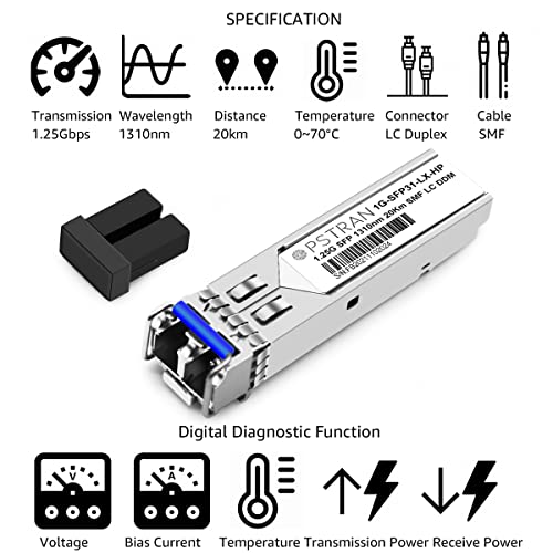 1000BASE-SX SFP Optical Transceiver Module Compatible with HPE Aruba J4858D J4858DCM JL745A Q8N53A ProCurve J4858C J4858B J4858A 850nm 550m DDM Duplex LC MMF 10pcs/Pack