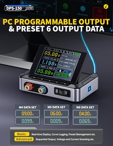 DPS-150 DC Power Supply Variable, 30V 5A Adjustable DC CNC Power Supply with 4-Digit IPS Display, <20mV Power Ripple, PD/QC/DC Input, PC Programmable Switching Power Supply (NO Power Adapter