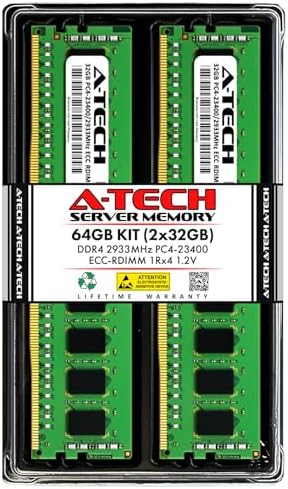 A-Tech 32GB Kit (2x16GB DDR4 3200MHz PC4-25600 ECC RDIMM 2Rx8 Dual Rank 1.2V ECC Registered DIMM 288-Pin Server & Workstation RAM Memory Upgrade Modules (A-Tech Enterprise Series