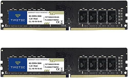 Timetec Premium 32GB KIT(2x16GB DDR4 2666MHz PC4-21300 Non-ECC Unbuffered 1.2V CL19 2Rx8288 Pin UDIMM Desktop Memory RAM(32GB KIT(2x16GB