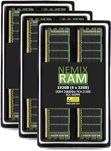 NEMIX RAM 128GB (8X16GB DDR4 2666MHZ PC4-21300 2Rx8 1.2V CL19 288-PIN ECC RDIMM Registered Server Memory KIT Compatible with Dell PowerEdge XR2 Rack Server