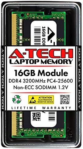 A-Tech 16GB DDR4 3200 MHz SODIMM PC4-25600 (PC4-3200AA CL22 Non-ECC Laptop RAM Memory Module