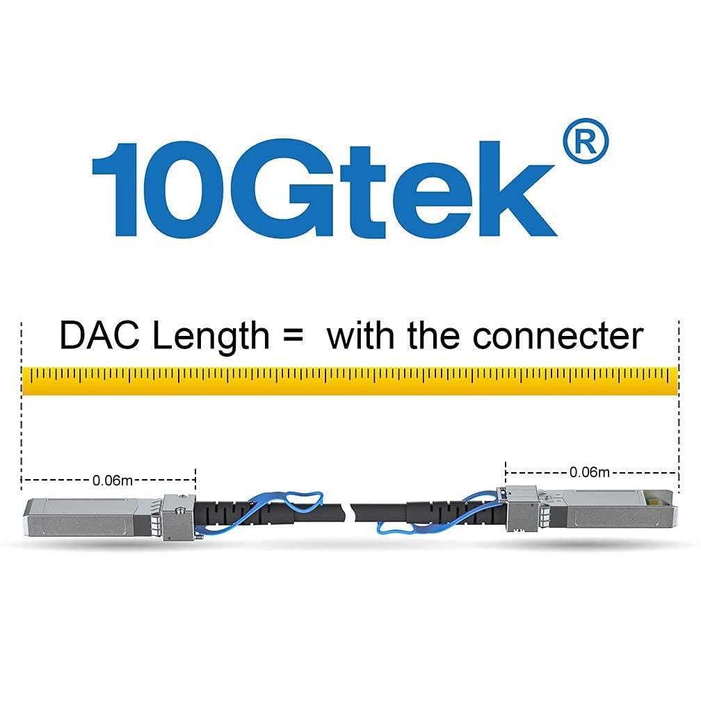 10Gtek 10G SFP+ DAC Cable - 10GBASE-CU Passive Direct Attach Copper Twinax SFP Cable for Cisco SFP-H10GB-CU0.25M, Meraki MA-CBL-TA-0.25M, Fortinet, Ubiquiti UniFi, 0.25-Meter(0.82ft)
