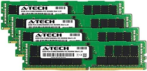 A-Tech 128GB Kit (4x32GB RAM for Dell PowerEdge C4130, C6420, FC430, R430, R640, R730xd, R730xd XL, R730XL, R740xd, T640 | DDR4 2666MHz PC4-21300 ECC RDIMM 2Rx4 Registered Server Memory Upgrade