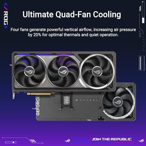 ASUS ROG Astral GeForce RTX™ 5080 OC Edition Gaming Graphics Card (PCIe® 5.0, 16GB GDDR7, HDMI®/DP 2.1, 3.8-Slot, 4-Fan Design, Axial-tech Fans, Patented Vapor Chamber, Phase-Change GPU Thermal pad