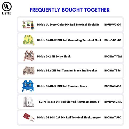 DIN Rail Terminal Blocks Gray Kit by International Connector 20 Dinkle DK2.5N 12 AWG Gauge 20A 600V Ground DK4N-PE Jumper DSS2.5N-10P End Covers End Brackets Grey|B07RWF97XT