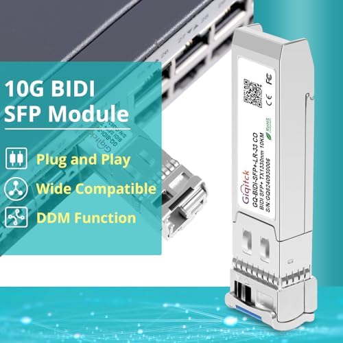 10GBASE-BX60-UD BiDi SFP+ Module, TX 1270nm/1330nm, RX 1330nm/1270nm, 60km DOM Simplex LC/UPC SMF Optical Transceiver Networking Mini Gbic for Dell GP-SFP-10GBX-U-60/ GP-SFP-10GBX-D-60