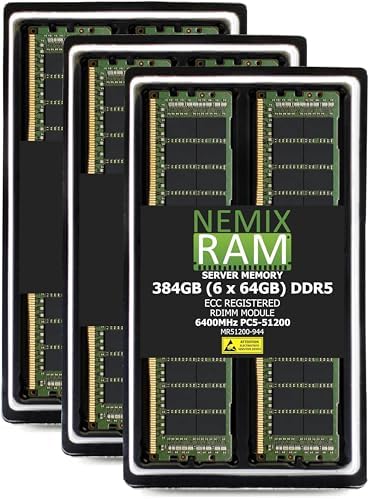 NEMIX RAM 32GB (1X32GB DDR5 6400MHZ PC5-51200 CL52 2Rx4 1.1V 288-PIN ECC RDIMM Registered Server Memory Compatible with Dell PowerEdge R6715 Rack Server
