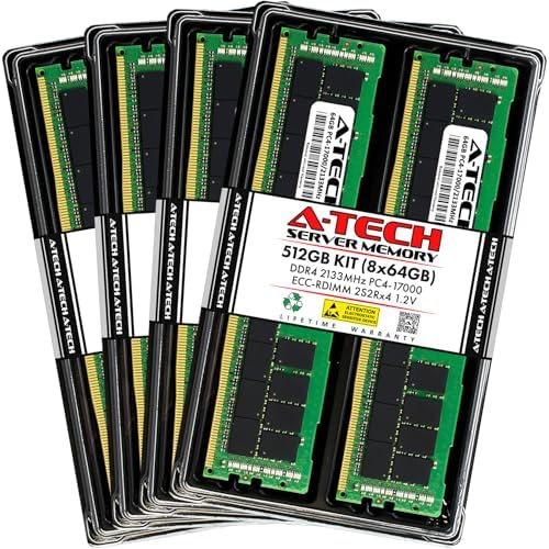 A-Tech 64GB Kit (2x32GB DDR4 2400MHz PC4-19200 ECC RDIMM 2Rx4 Dual Rank 1.2V ECC Registered DIMM 288-Pin Server & Workstation RAM Memory Upgrade Modules (A-Tech Enterprise Series