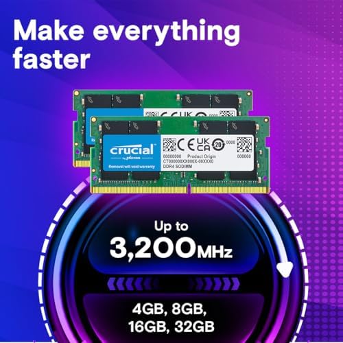 Crucial 8GB DDR4 RAM 3200MHz (PC4-25600, Downclockable to 2933/2666MHz Laptop Memory, SODIMM 260-Pin CL22, Compatible with 13th Gen Intel Core and AMD Ryzen 7000 - CT8G4SFRA32A