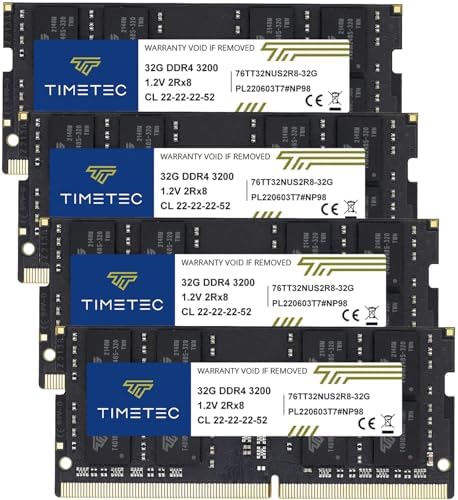 Timetec Premium 32GB KIT(2x16GB DDR4 3200MHz (or 2933MHz or 2666MHz PC4-25600 Non-ECC Unbuffered 1.2V CL22 2Rx8 Dual Rank 260 Pin SODIMM Laptop Notebook PC Computer Memory RAM Upgrade